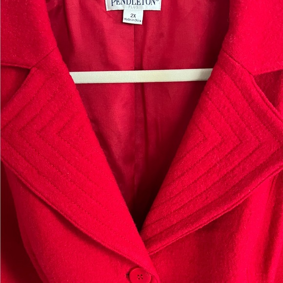 Vintage Pendleton Size 2X Women's Blazer Red 100% Wool Pockets Career Jacket - Picture 3 of 9